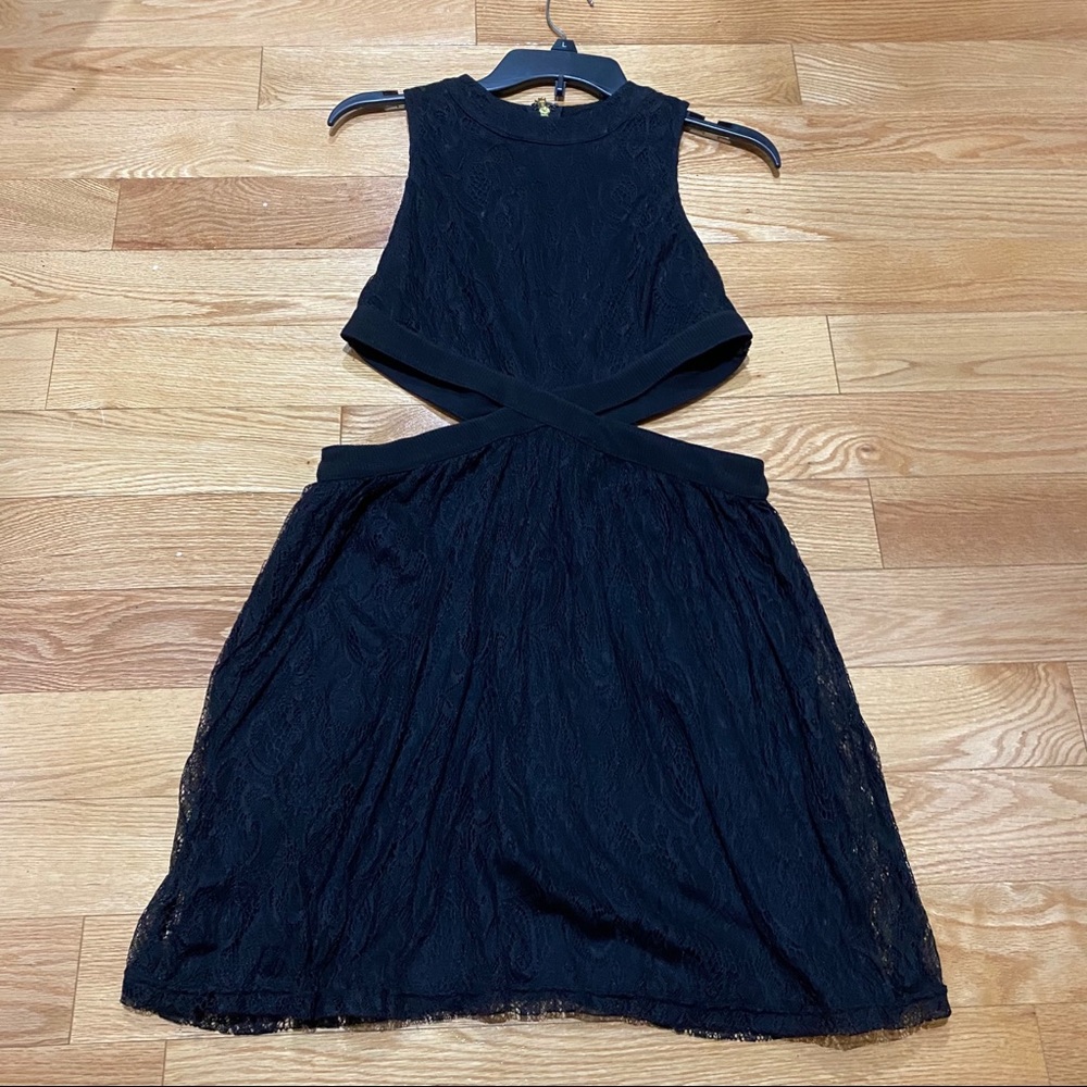 Black lace cutout dress